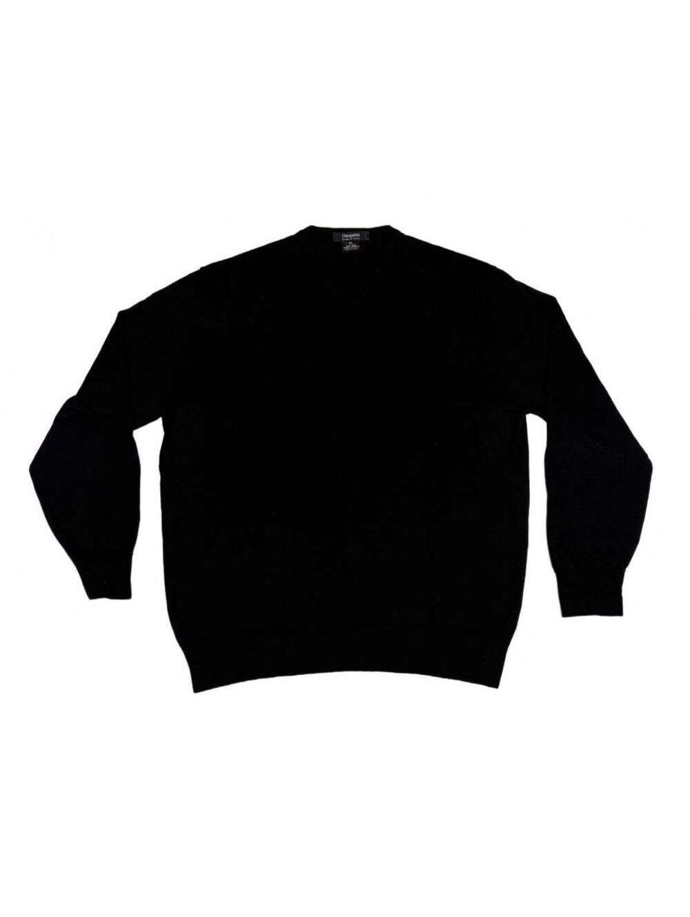 Quiet Luxury Giorgiolini Men's XL Black Merino Wool Italy Crewneck Knit Sweater